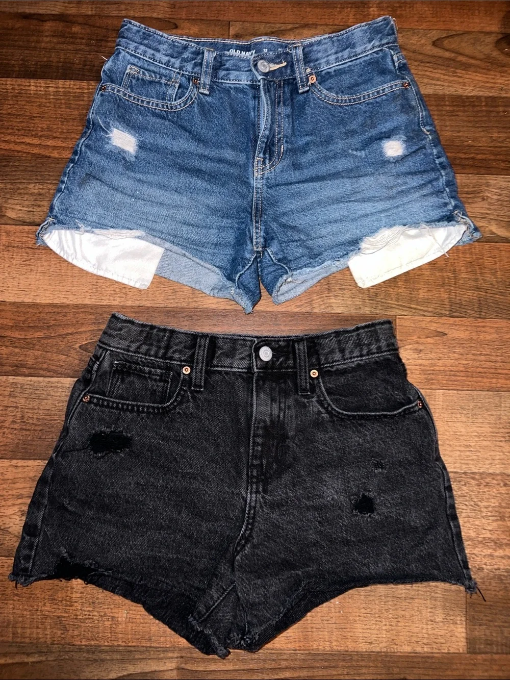 girls old navy Classic High-Rise Denim Shorts - Blue and Black size 12 L